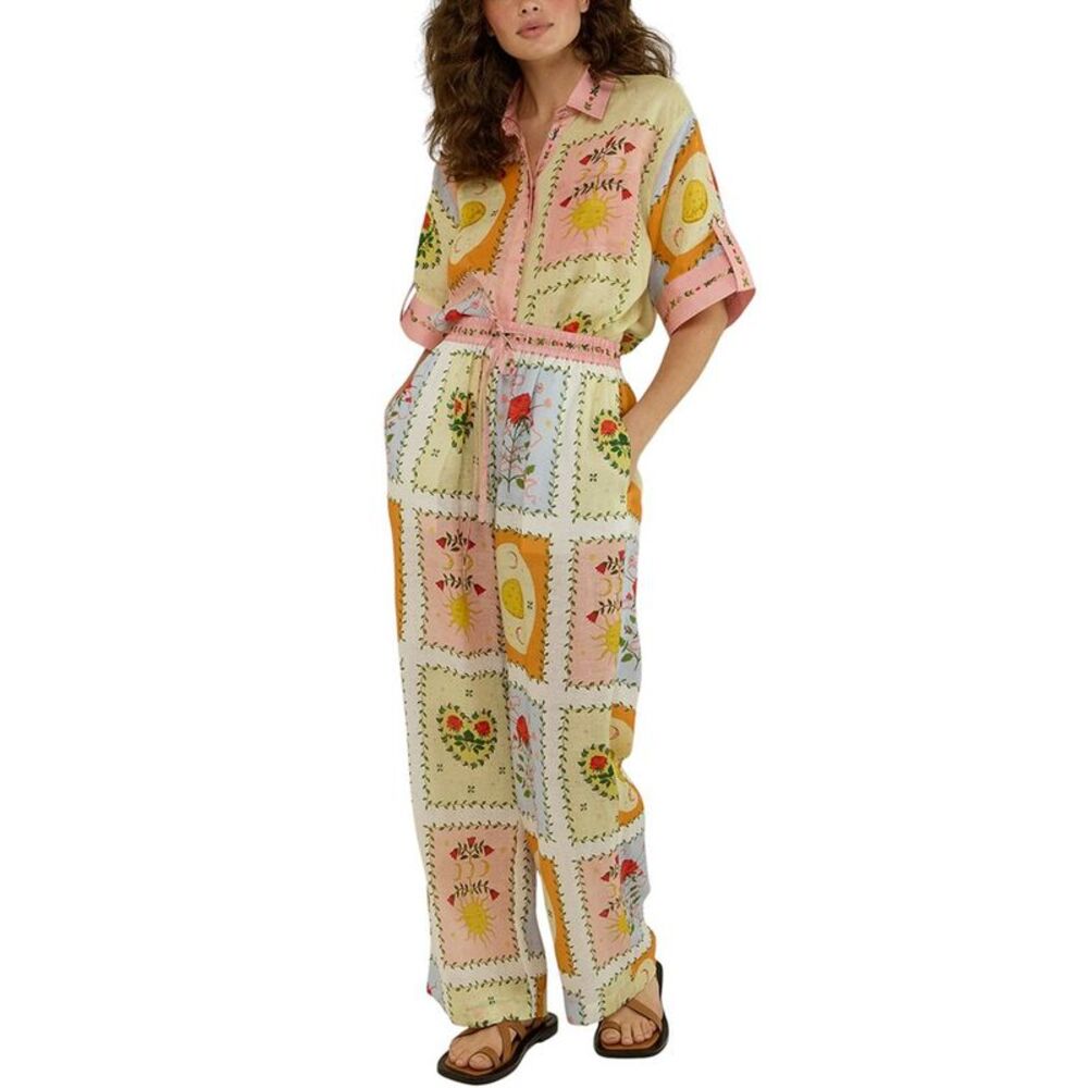 Esea Womens  2Pc Linen-Blend Shirt & Pant Set